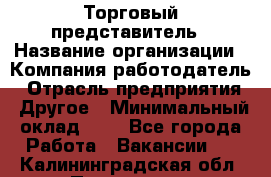 Торговый представитель › Название организации ­ Компания-работодатель › Отрасль предприятия ­ Другое › Минимальный оклад ­ 1 - Все города Работа » Вакансии   . Калининградская обл.,Приморск г.